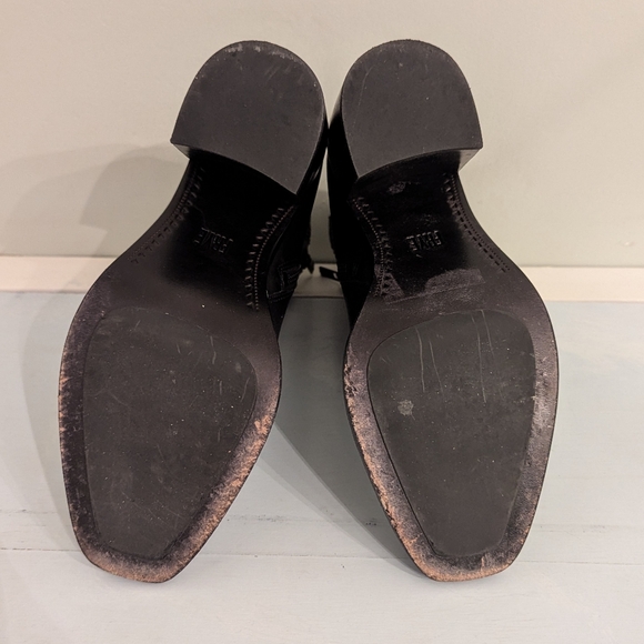 Frye Pia Chelsea Short Black Leather Boot Size 6.5 Block Heel Zip Up - Picture 7 of 8